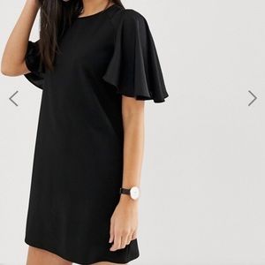 ASOS Black Mini Dress Flutter Sleeve 8